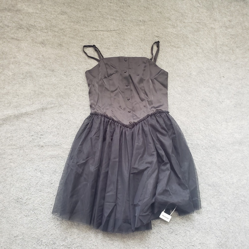 NEW Goth Dress Womens Extra Small Mini Black Tulle Ballerina Tutu Strappy Punk